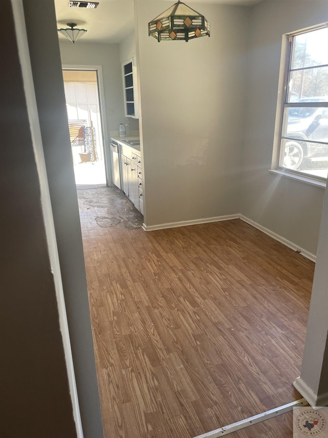 unfurnished dining area featuring hardwood / wood-style floors and a wealth of natural light