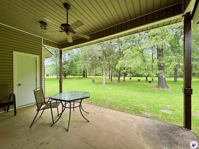view of patio with ceiling fan