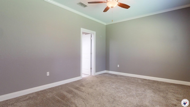 6908 Woodmere Ct, Texarkana, TX 75503 - unfurnished room with ceiling fan, carpet floors, and crown molding