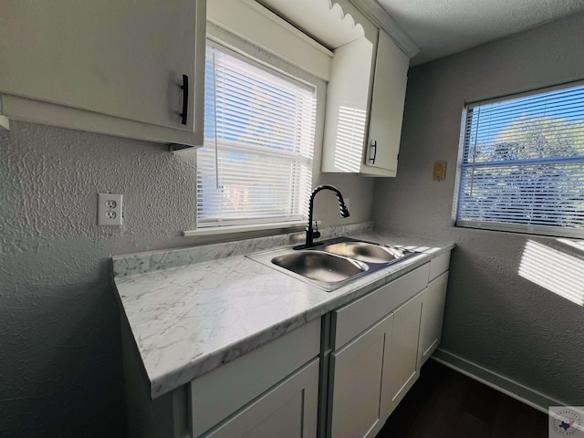 kitchen with sink, white cabinetry, and a healthy amount of sunlight