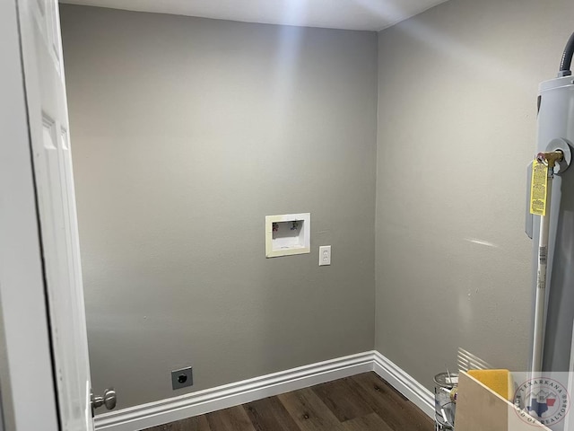 laundry room featuring wood-type flooring, hookup for an electric dryer, and washer hookup