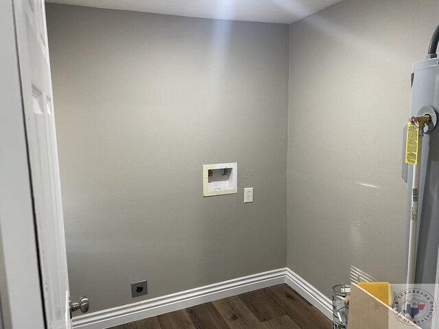 laundry room featuring wood-type flooring, hookup for an electric dryer, and washer hookup