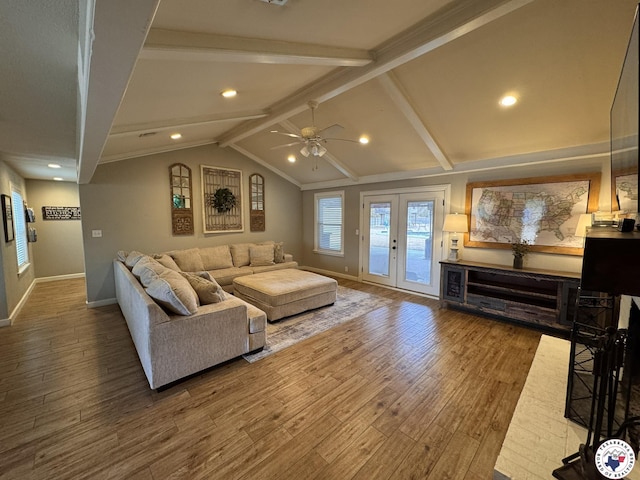 6515 N Kings Hwy, Texarkana, TX 75503 - living room featuring wood finished floors, ceiling fan, baseboards, and recessed lighting