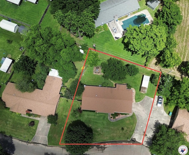 512 Langford Ln, New Boston, TX 75570 - aerial view of property and surrounding area featuring property boundaries highlighted