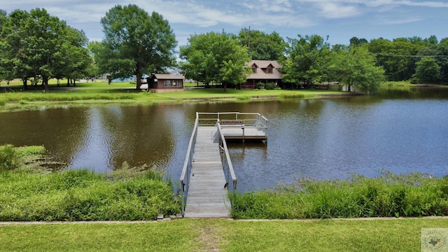 view of dock featuring a water view