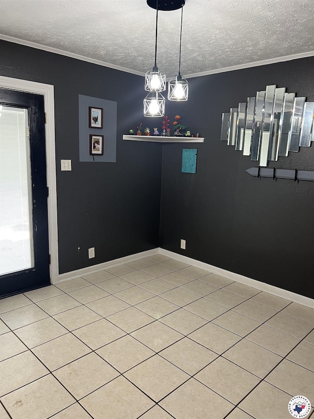 3609 Belmont Ave, Texarkana, AR 71854 - unfurnished room featuring a textured ceiling, ornamental molding, and tile patterned flooring