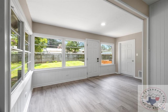 interior space with light hardwood / wood-style flooring