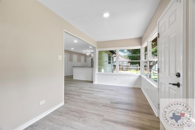 interior space with light hardwood / wood-style flooring