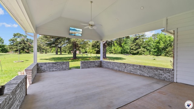 view of patio / terrace with a ceiling fan