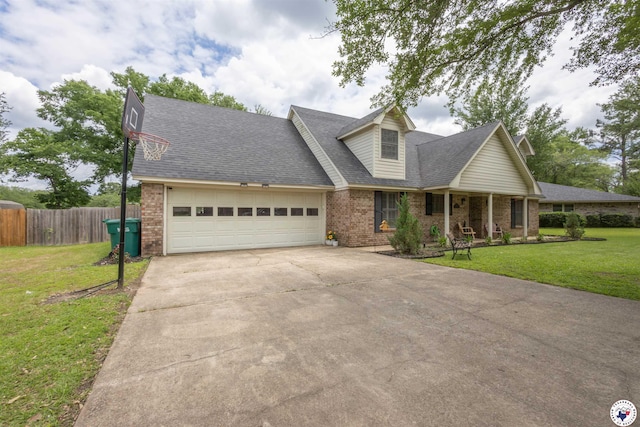 205 S Park Dr, New Boston, TX 75570 - view of front of property with concrete driveway, an attached garage, brick siding, and a shingled roof