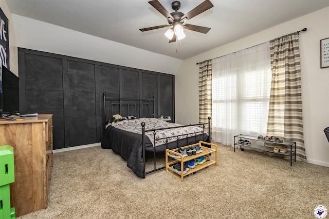 205 S Park Dr, New Boston, TX 75570 - bedroom with light colored carpet, baseboards, and ceiling fan