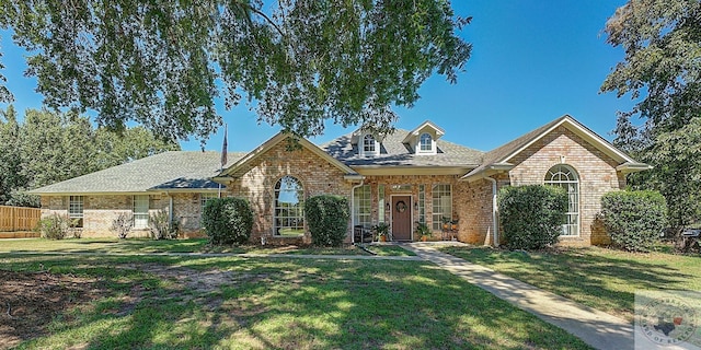 view of front of property featuring a front lawn