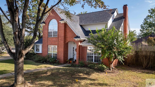 view of front of home featuring a front lawn