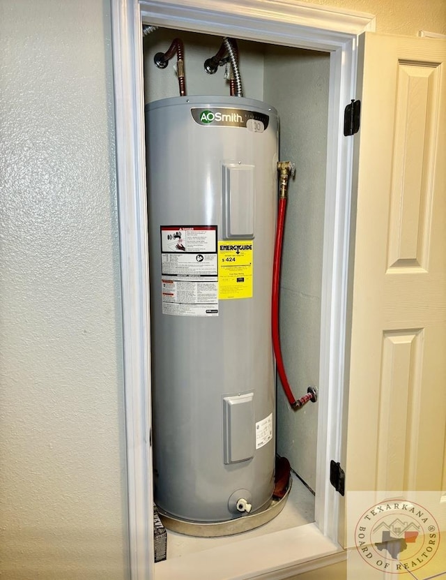 utility room with water heater