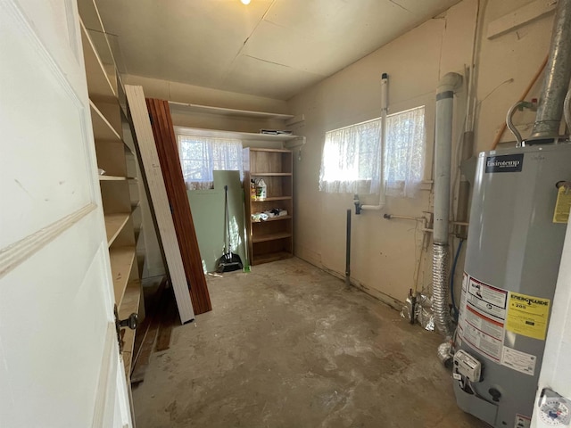 basement with water heater