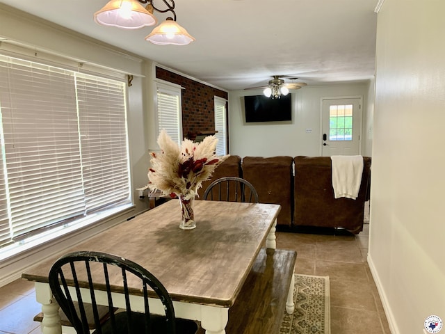 308 Eleanor St, Atlanta, TX 75551 - dining space featuring light tile patterned flooring and ceiling fan