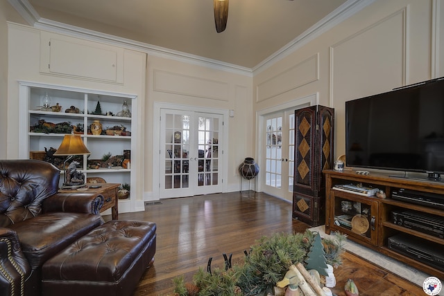 501 Main St, Texarkana, TX 75501 - living room with wood finished floors, crown molding, and french doors