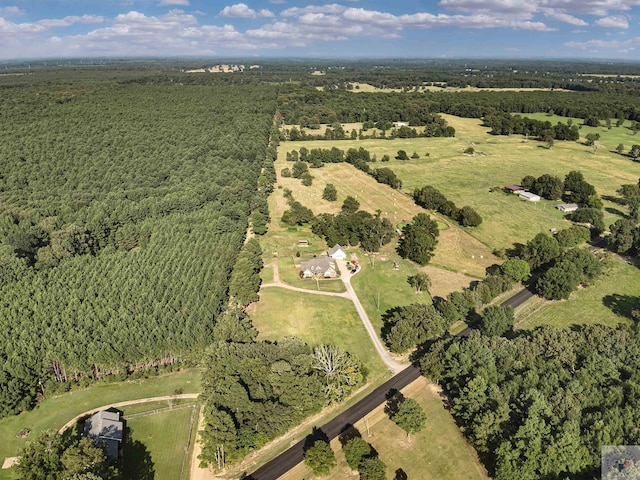 birds eye view of property featuring a rural view