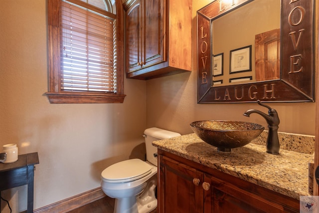 bathroom with toilet and vanity