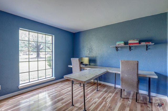 office area with light wood-type flooring