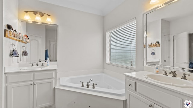 6 Meredith Way, Texarkana, TX 75501 - bathroom with a sink, a tub with jets, and two vanities