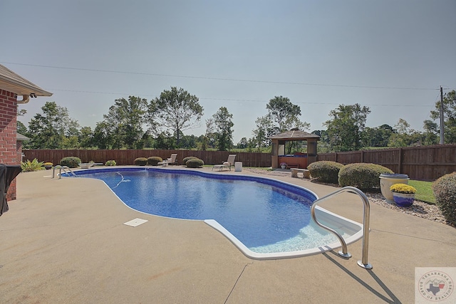 view of pool featuring a patio area and a gazebo