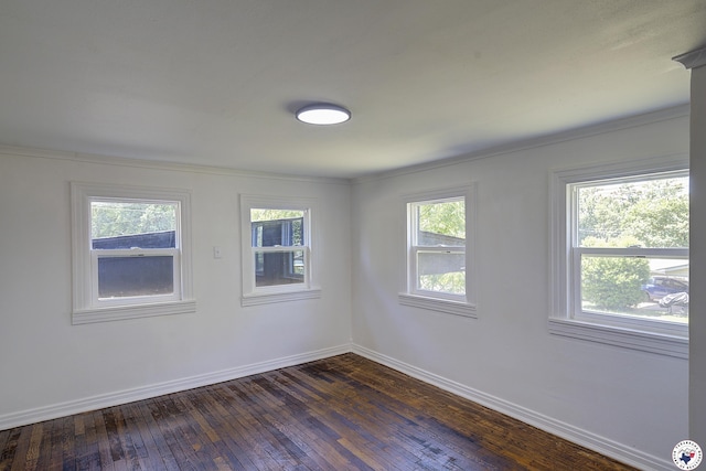 4201 Pine St, Texarkana, TX 75501 - empty room featuring dark wood-type flooring, baseboards, and ornamental molding
