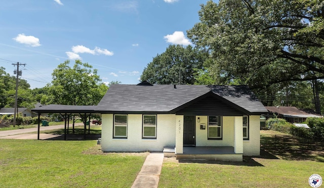 4201 Pine St, Texarkana, TX 75501 - bungalow with covered porch, a carport, a front lawn, and roof with shingles
