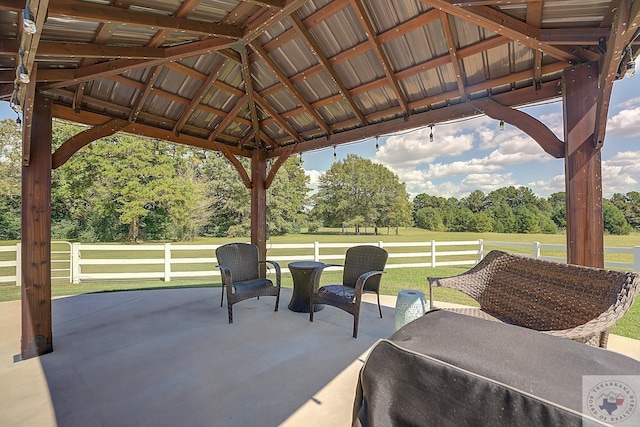 view of patio featuring a gazebo