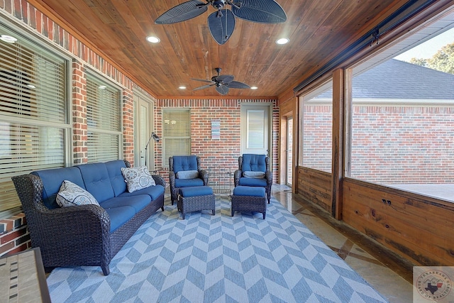 sunroom / solarium with wood ceiling