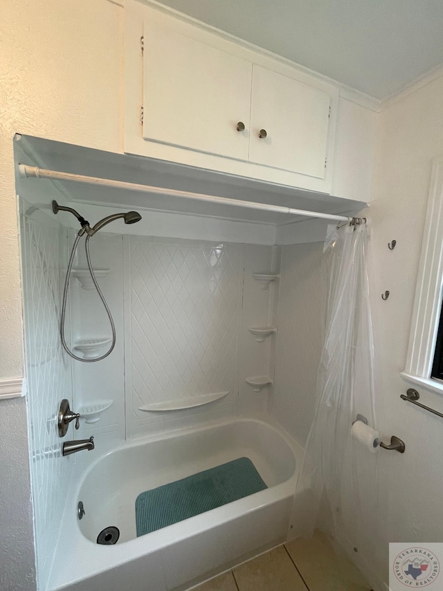 bathroom featuring tile patterned floors and shower / tub combo