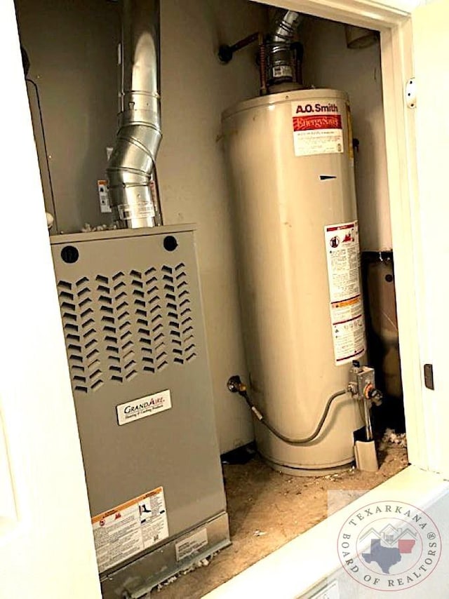 utility room featuring water heater