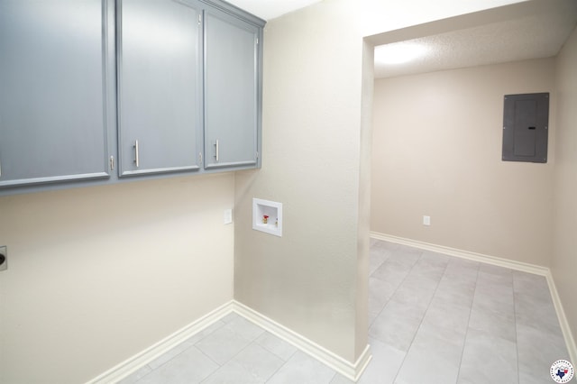4718 Charleston St, Texarkana, AR 71854 - laundry room featuring electric panel, cabinet space, washer hookup, and baseboards