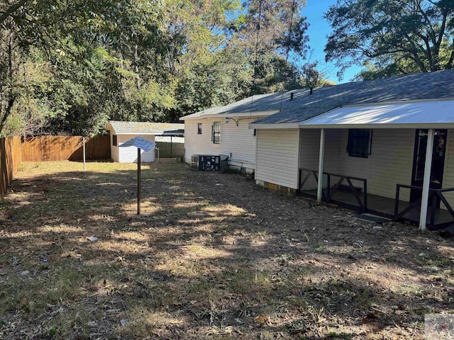 exterior space featuring a storage unit