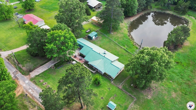 1539 Vanderbilt Rd, Texarkana, AR 71854 - back of house with a metal roof, a patio area, a water view, and brick siding