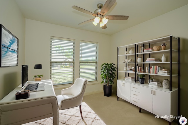 10 King Ranch Rd, Texarkana, TX 75503 - office area featuring light carpet and a ceiling fan