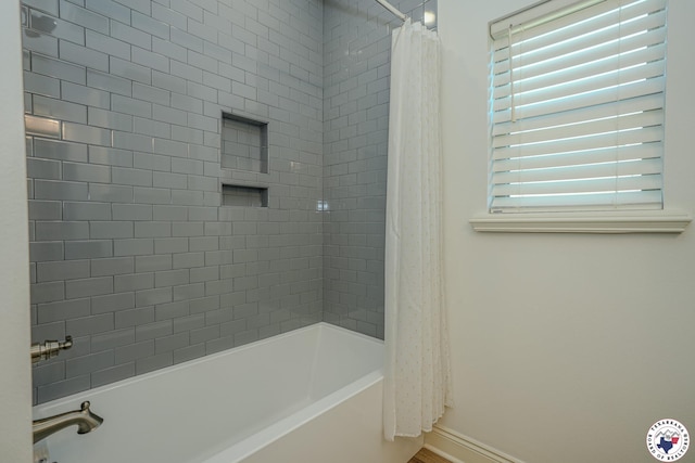 10 King Ranch Rd, Texarkana, TX 75503 - full bathroom with baseboards and shower / bathtub combination with curtain