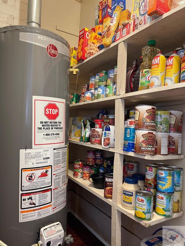 pantry featuring water heater