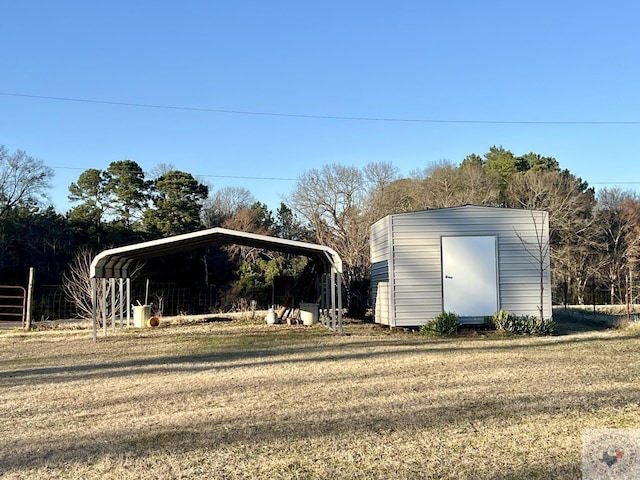 view of shed with a carport