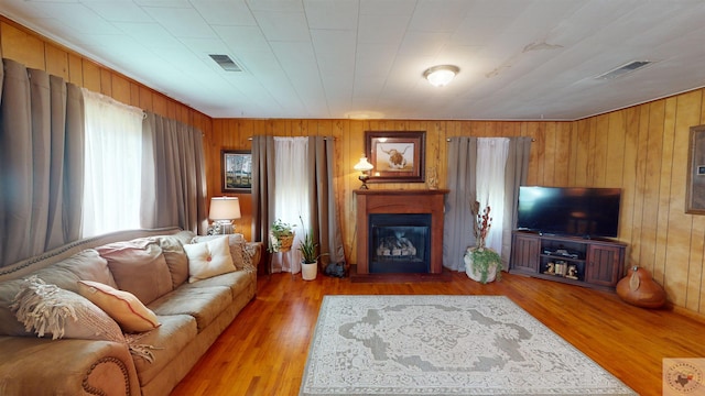 living room featuring light hardwood / wood-style floors