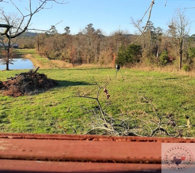 view of yard with a water view