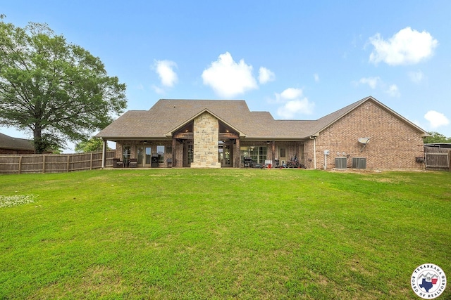 5710 Clearwood Trl, Texarkana, AR 71854 - rear view of property with central air condition unit, a patio, and brick siding