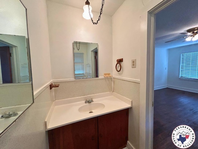 120 N St, Douglassville, TX 75560 - bathroom featuring vanity and baseboards