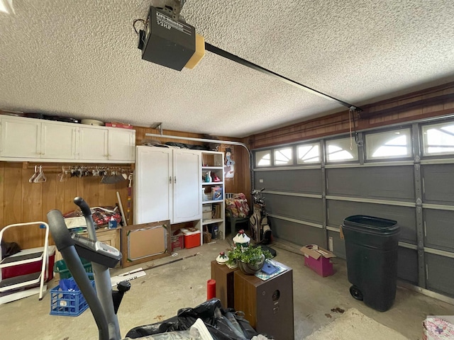 garage with a garage door opener