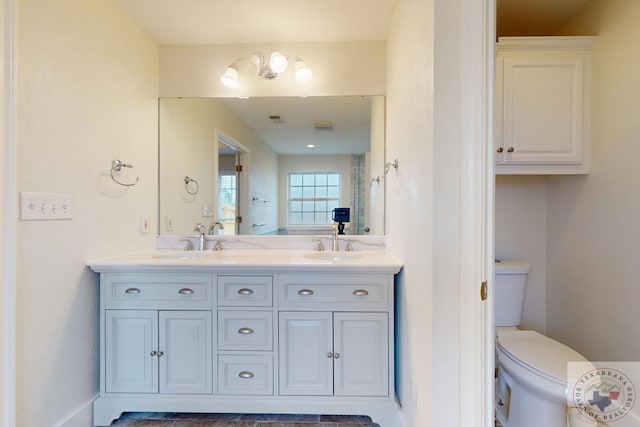 bathroom with toilet and vanity