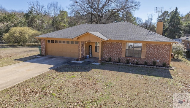 single story home with a garage