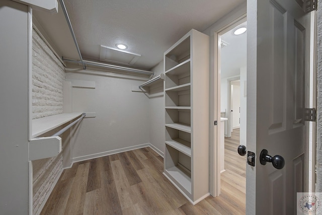 walk in closet with hardwood / wood-style flooring