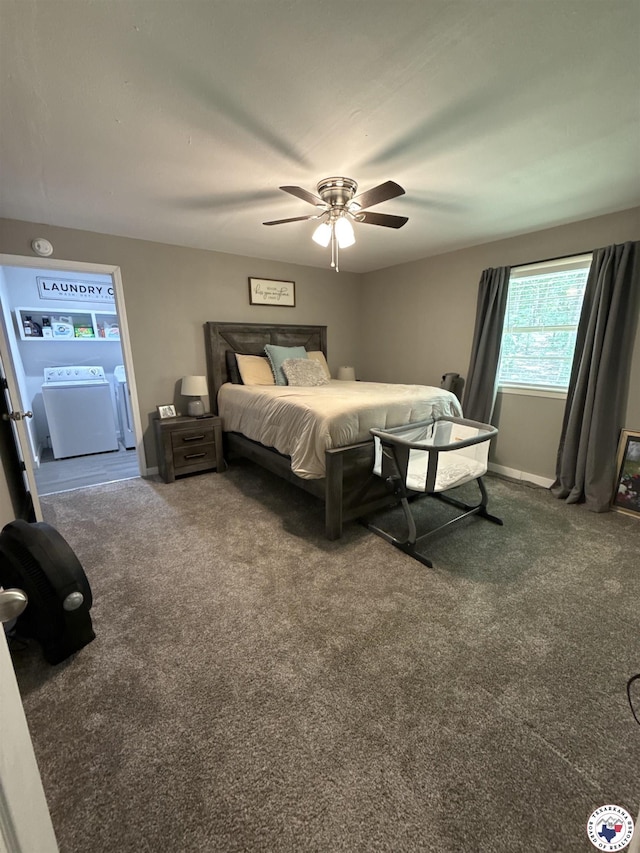 5440 Calico Duck Rd, Texarkana, AR 71854 - carpeted bedroom with washer / dryer and a ceiling fan