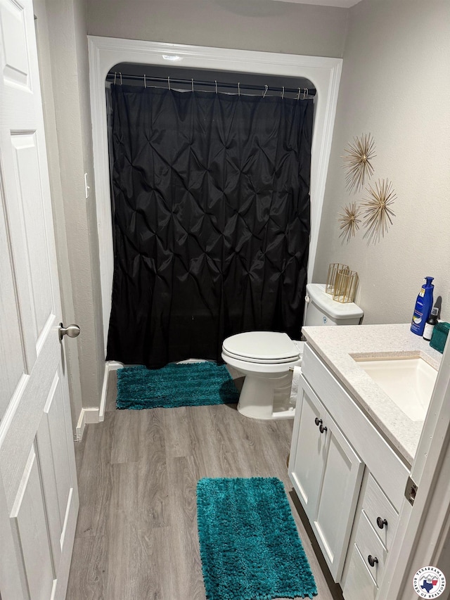 5440 Calico Duck Rd, Texarkana, AR 71854 - full bathroom featuring vanity, wood finished floors, and curtained shower
