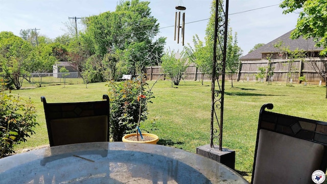 view of yard with a fenced backyard